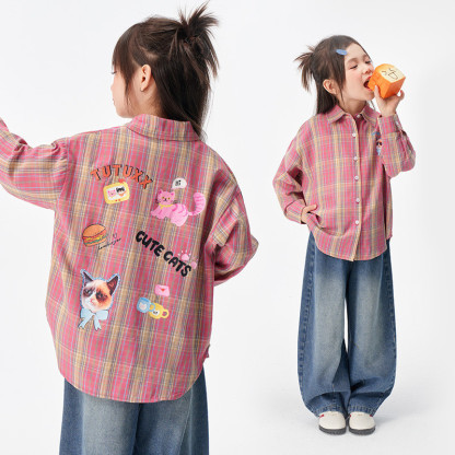 春季女童寬鬆彎刀直筒牛仔褲