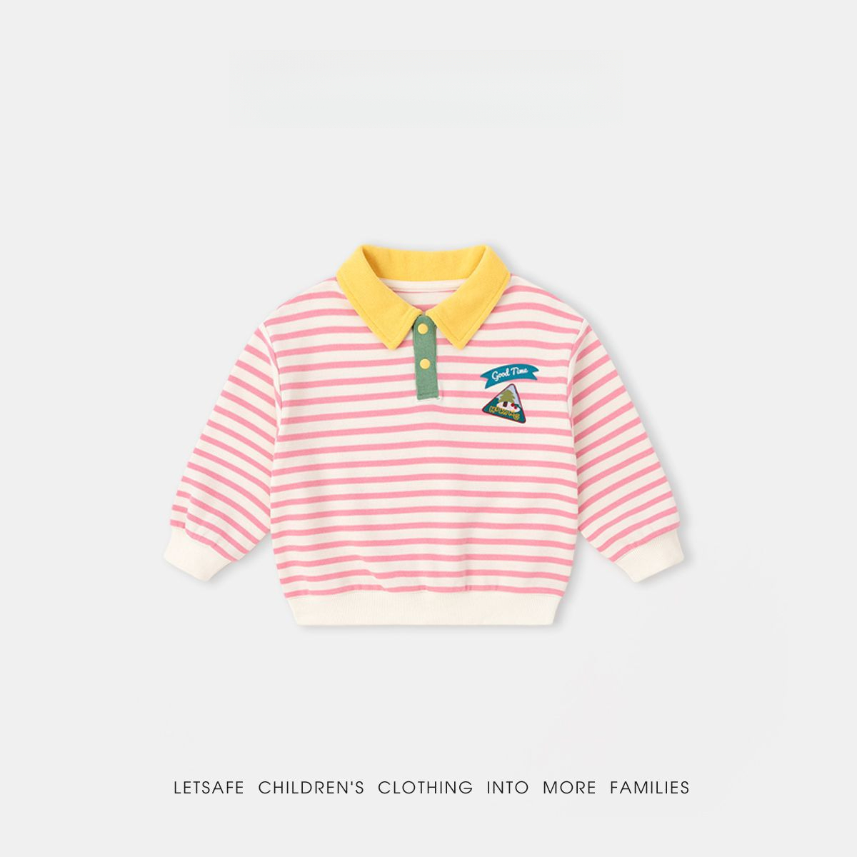 春季兒童撞色POLO領衛衣