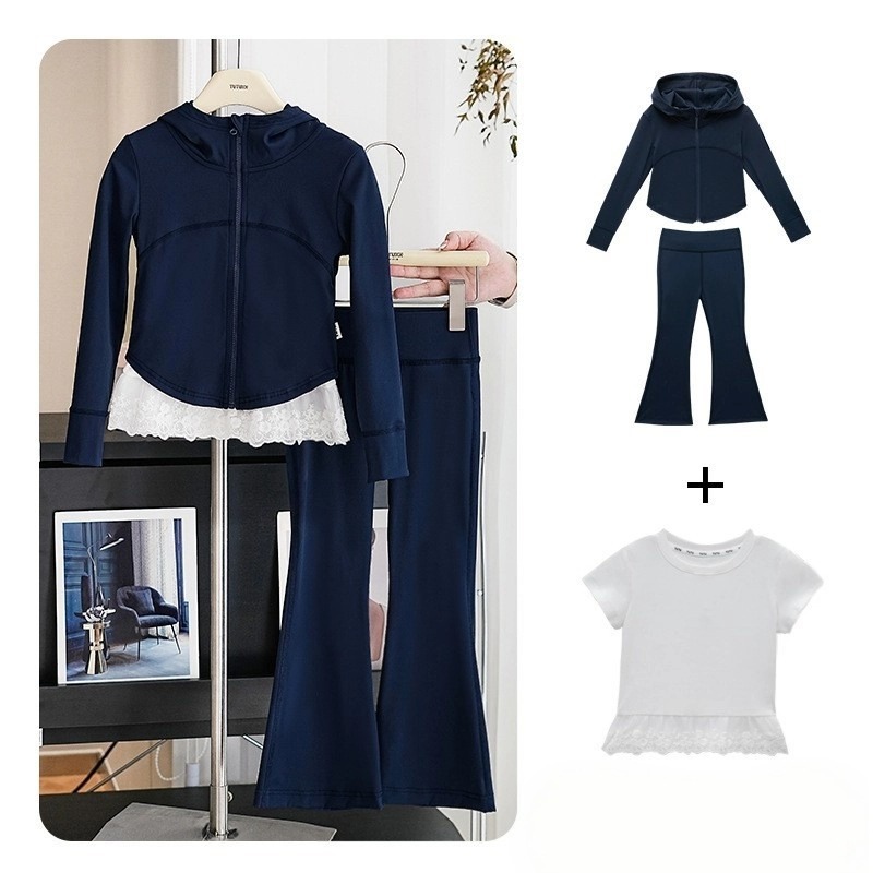 女童春季高彈修身速乾瑜伽服套裝