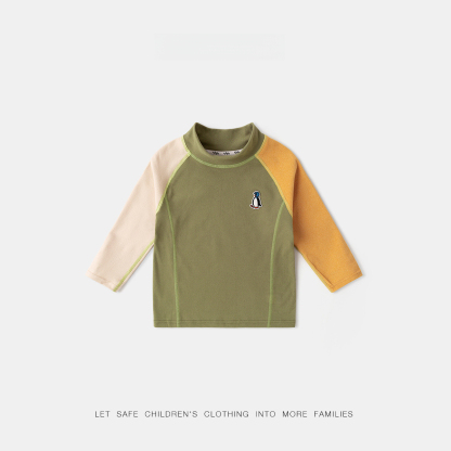兒童秋冬拼色打底衫
