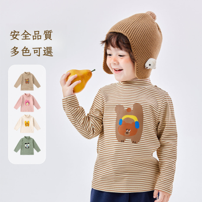 兒童趣味半高領秋季長袖打底T恤