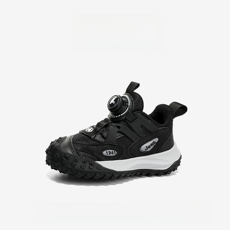 男童夏季旋轉紐扣網面透氣休閒運動鞋