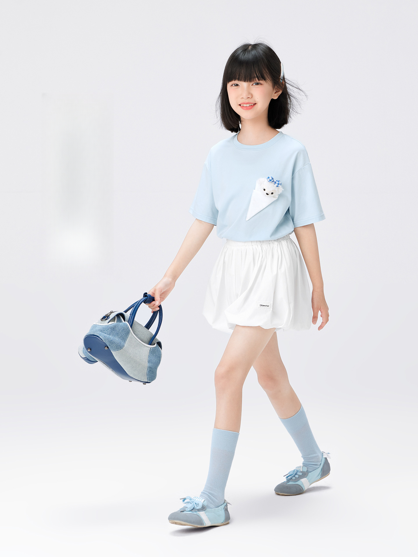 女童原紗花苞短裙