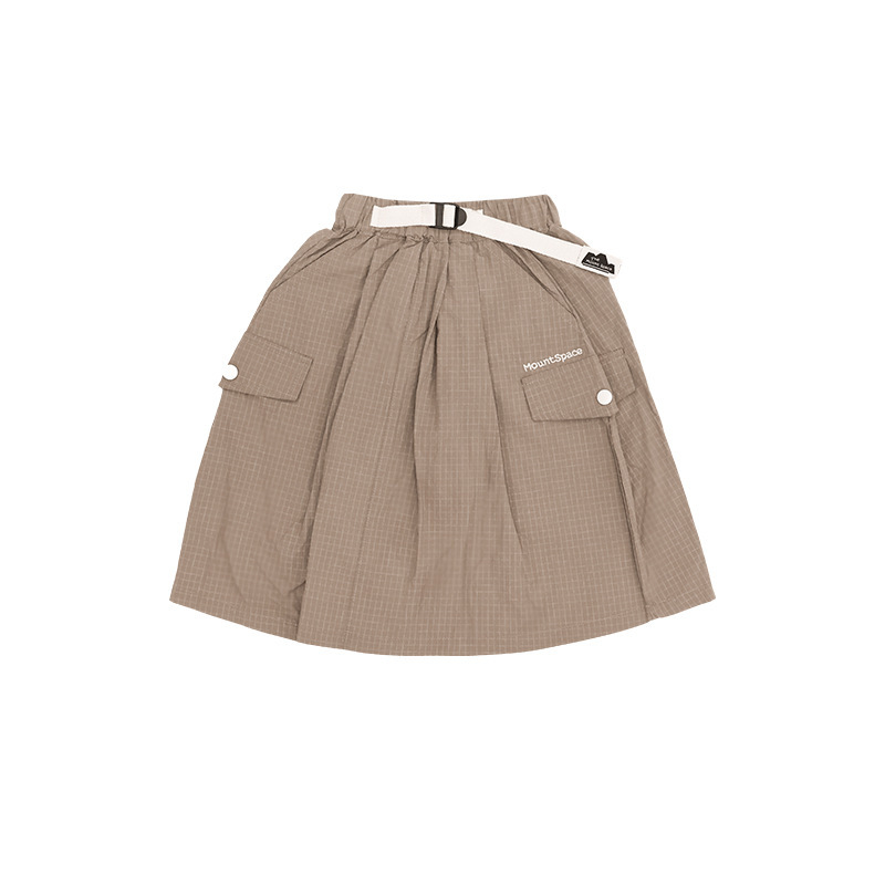 女童春季格紋口袋半身裙