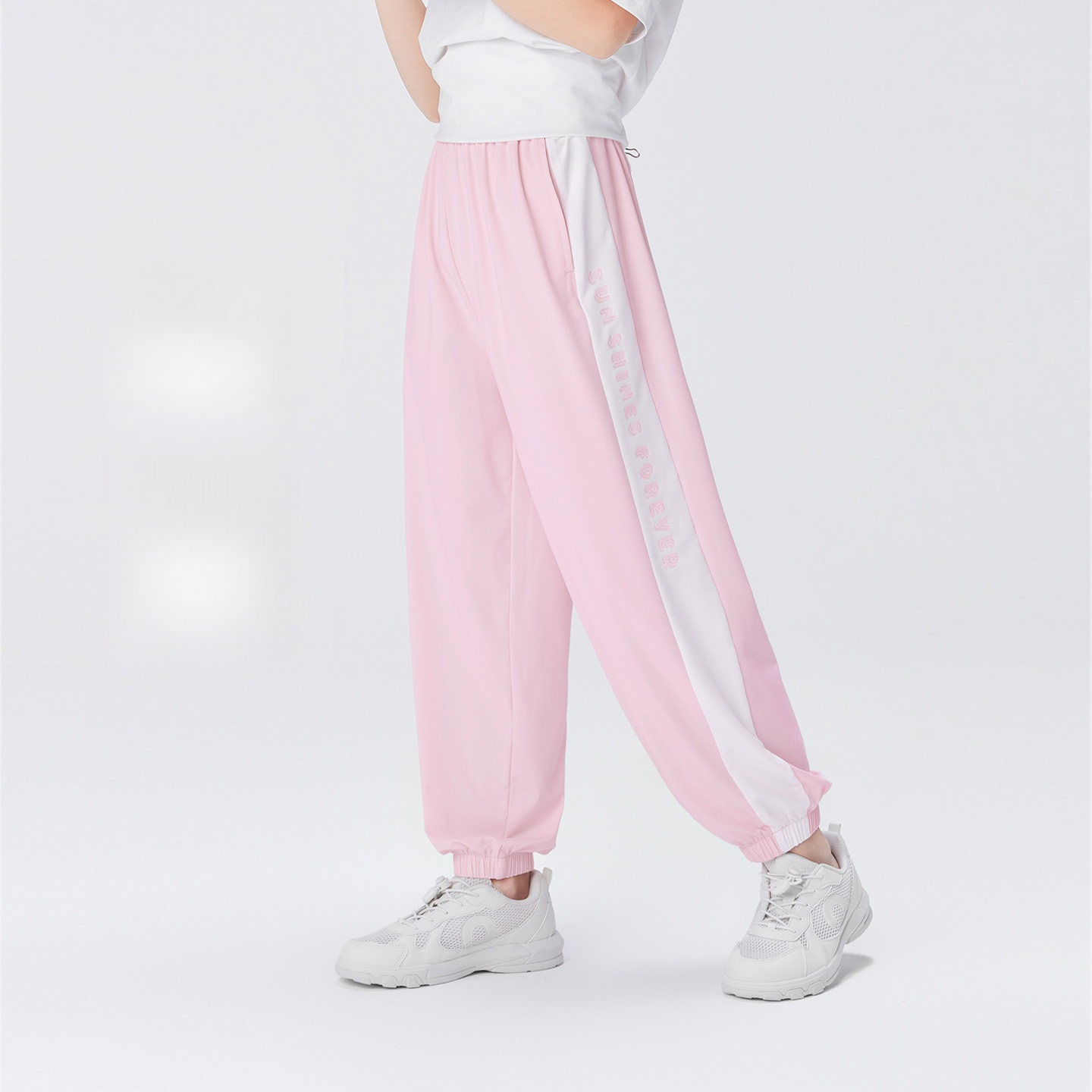 女童夏季撞色字母印花束腳褲