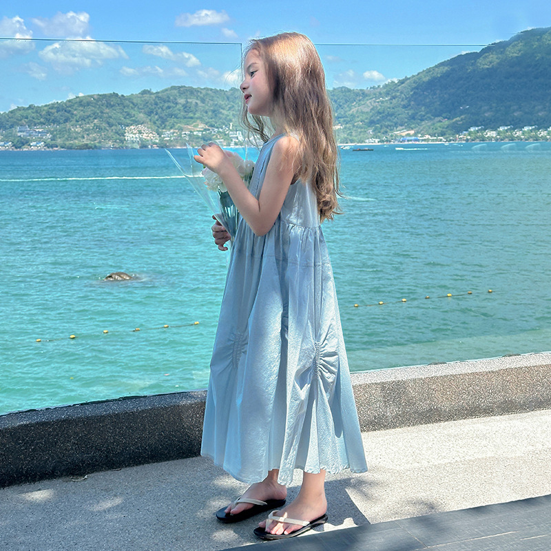 女童泡泡棉純棉無袖A字裙