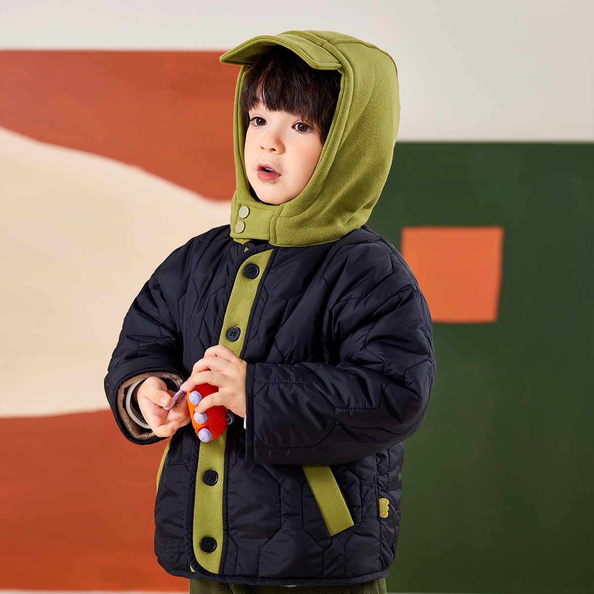 護脖防風兒童冬季連帽棉服