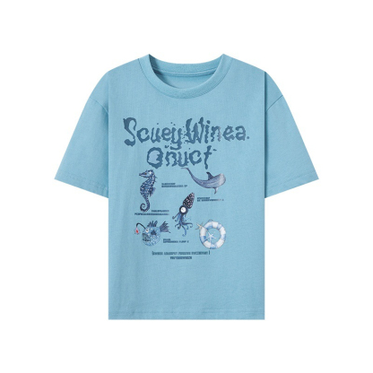 夏季男童冰感透氣清涼印花短袖T恤