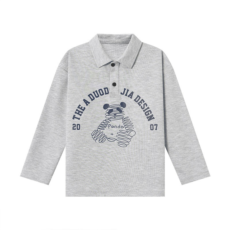 春秋男童熊貓印花polo衫