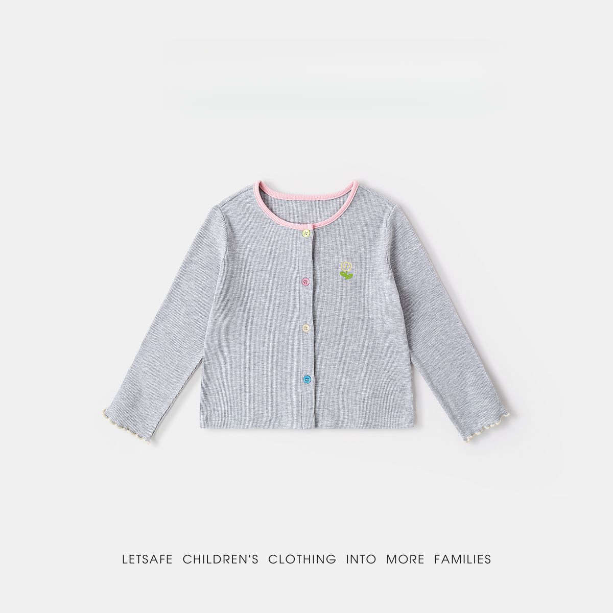 春季女童清新小花針織衫外套