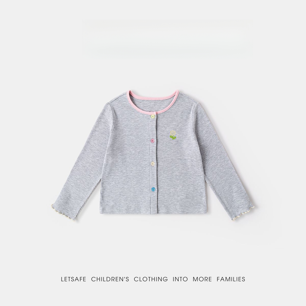 春季女童清新小花針織衫外套