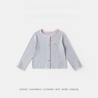 春季女童清新小花針織衫外套