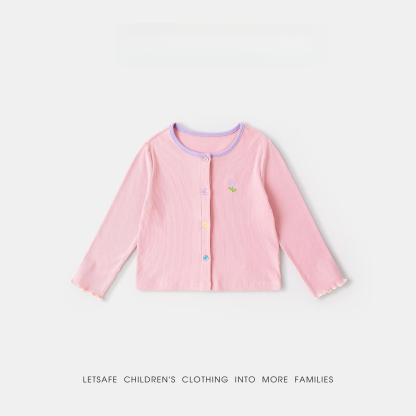 春季女童清新小花針織衫外套