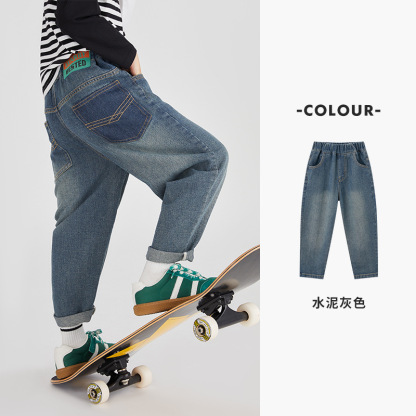 男童春秋帥氣牛仔褲