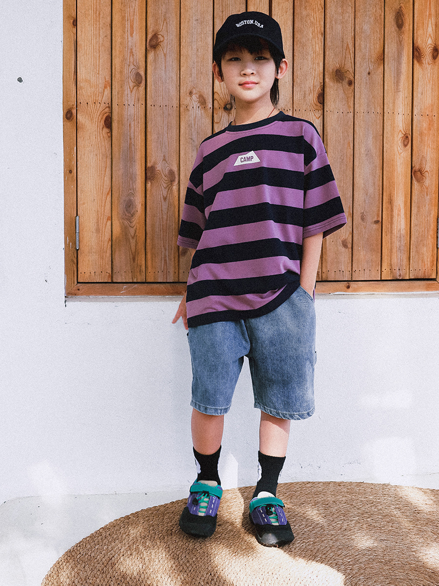 兒童夏季男童條紋短袖T恤