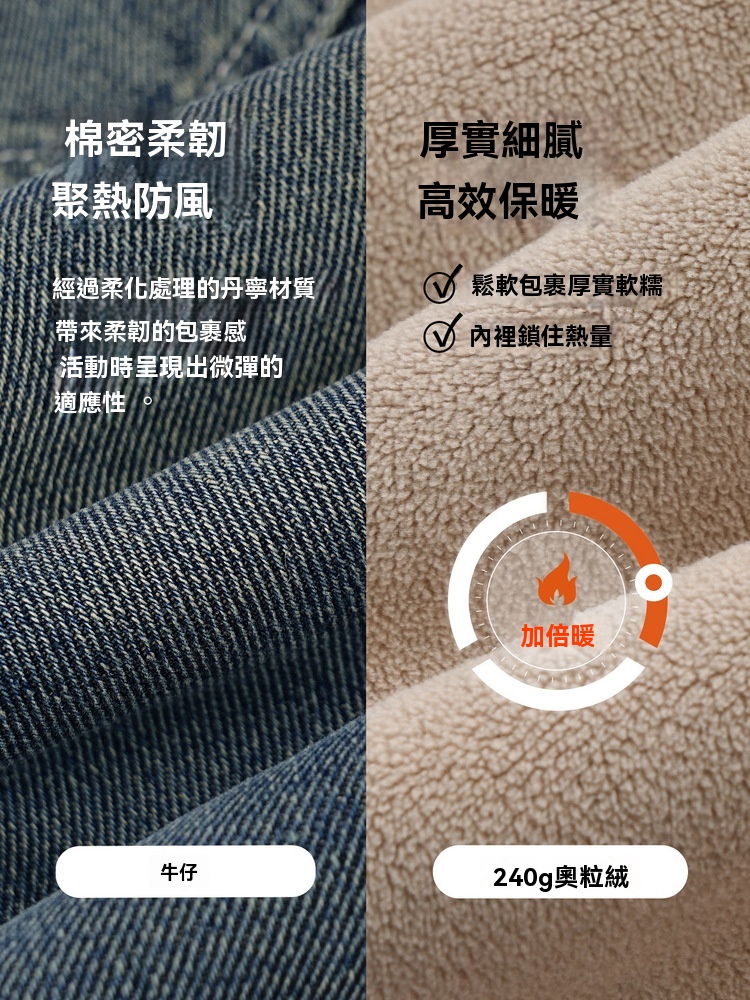 女童秋冬加絨牛仔直筒褲