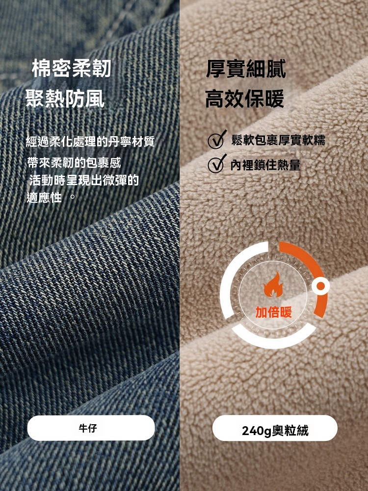 女童秋冬加絨牛仔直筒褲