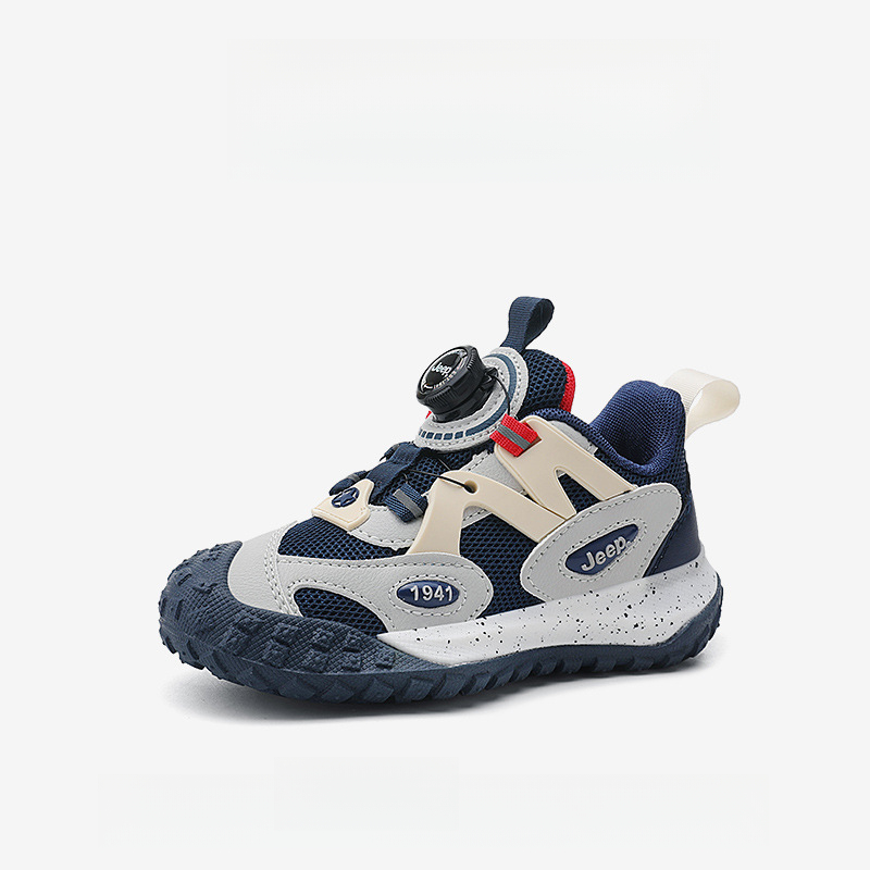 男童夏季旋轉紐扣網面透氣休閒運動鞋