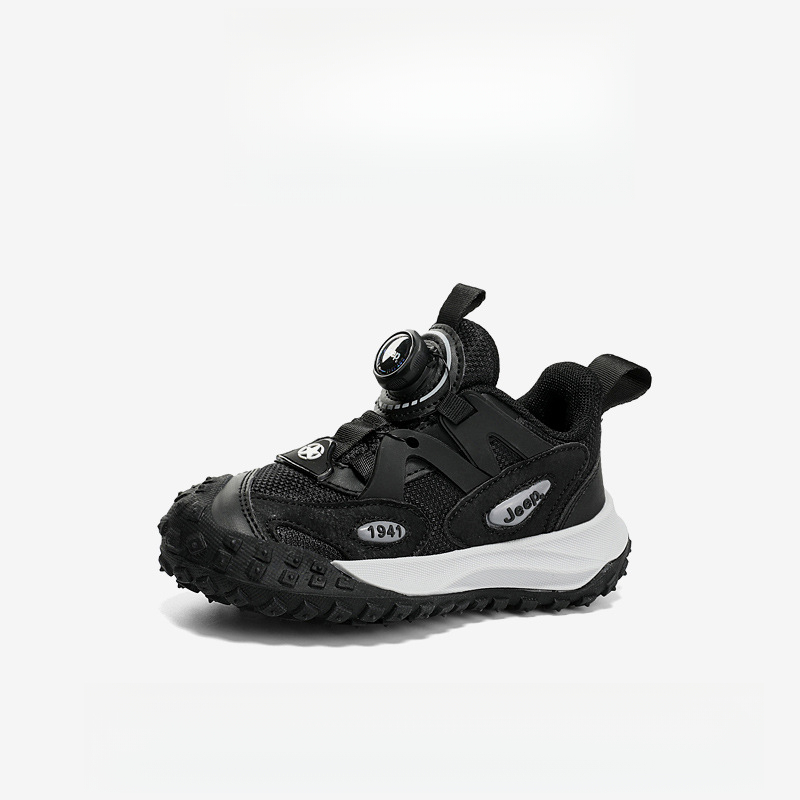 男童夏季旋轉紐扣網面透氣休閒運動鞋