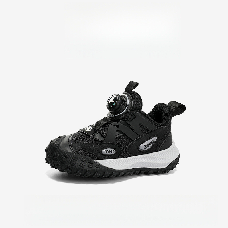 男童夏季旋轉紐扣網面透氣休閒運動鞋