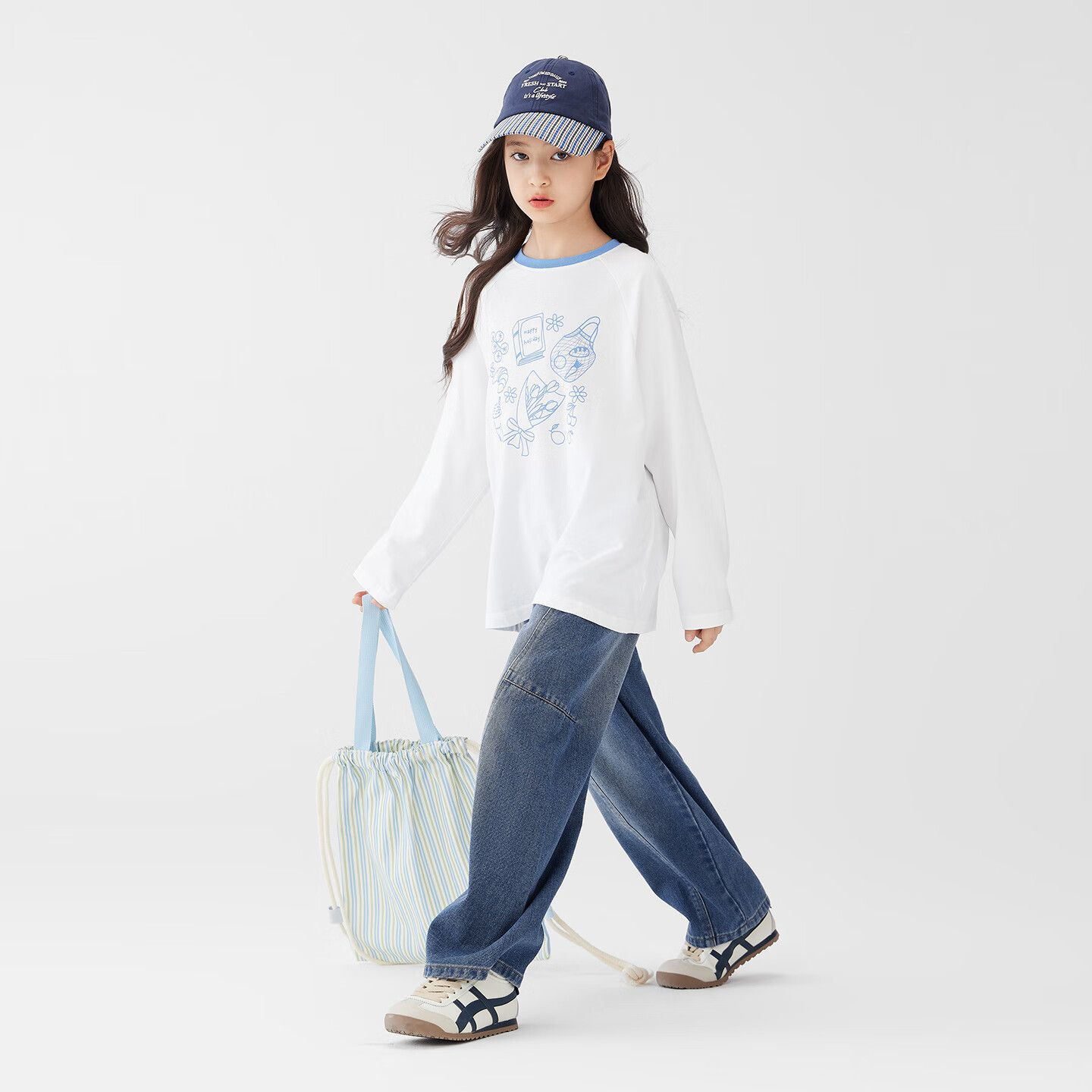 春秋女童防褪色彎刀褲