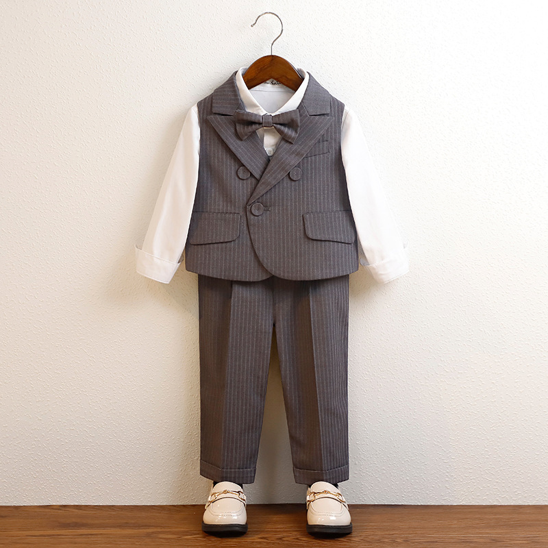 男童春秋條紋英倫小西裝