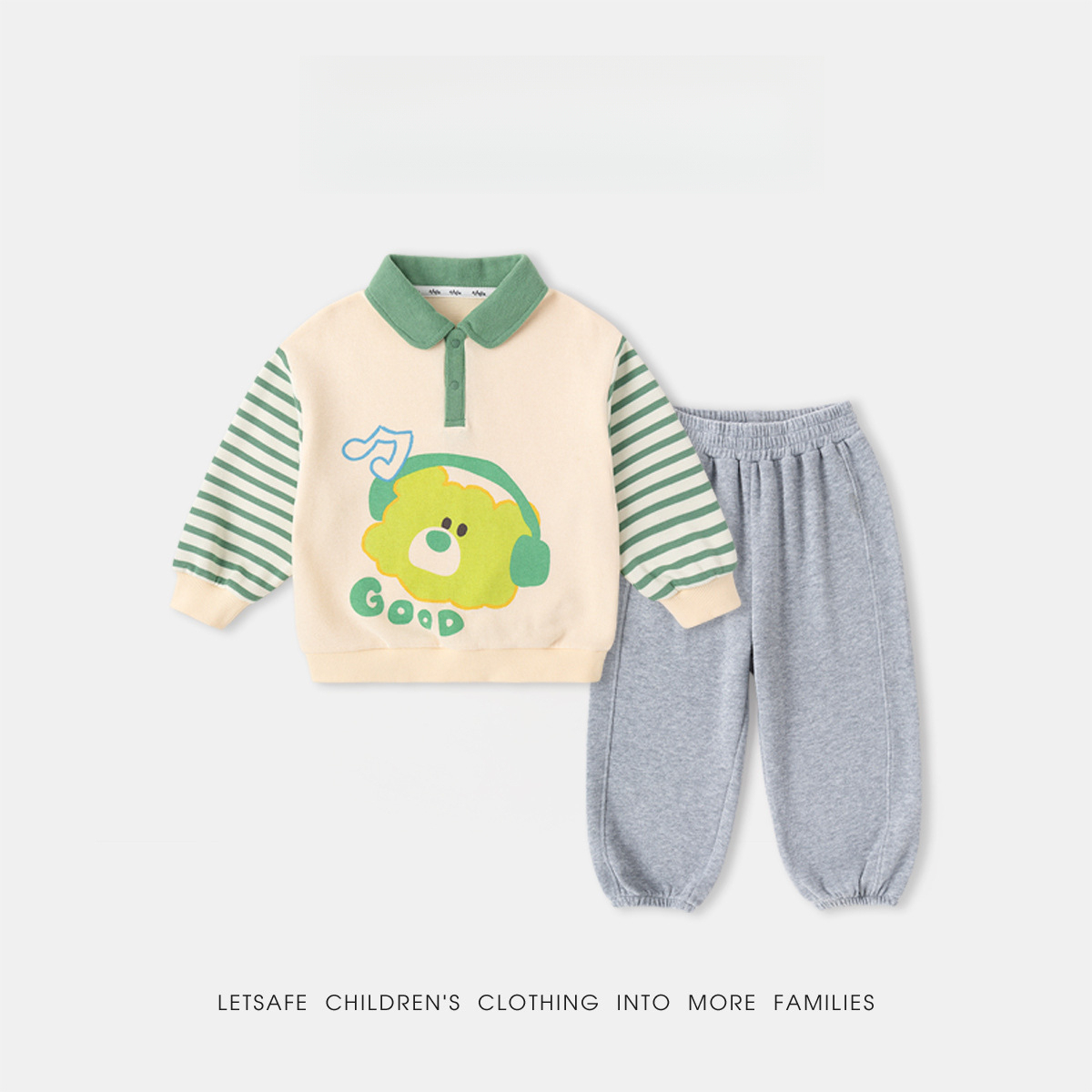 春季兒童多巴胺polo衛衣衛褲套裝