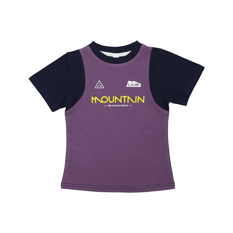 兒童修身款拼色透氣短袖t恤親子裝