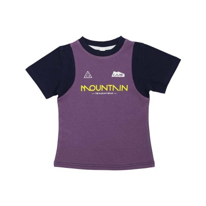 兒童修身款拼色透氣短袖t恤親子裝