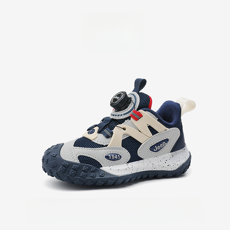 男童夏季旋轉紐扣網面透氣休閒運動鞋