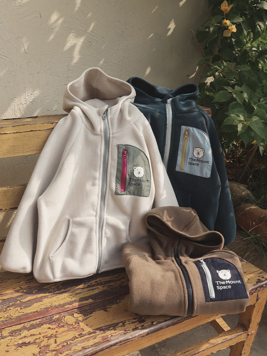 兒童雙面奧粒絨立領拉鏈開衫保暖外套