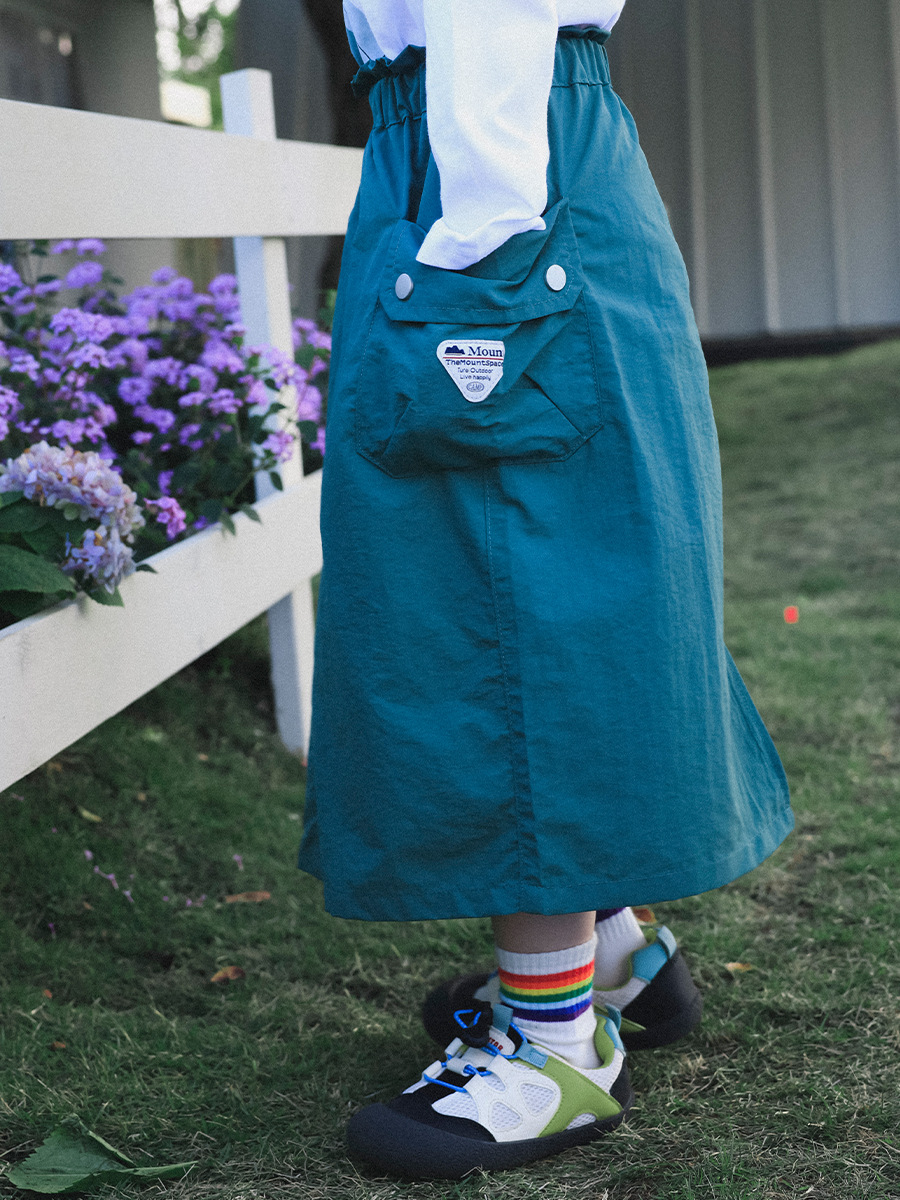 女童春季速乾中長款工裝半身裙