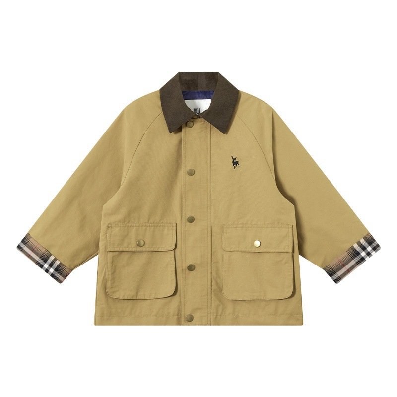 男童復古春秋款工裝風衣外套