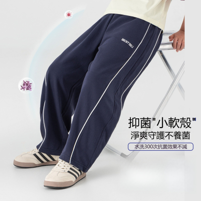 男童夏季撞色線條運動長褲