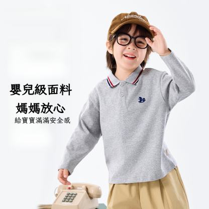 兒童復古學院風POLO衫