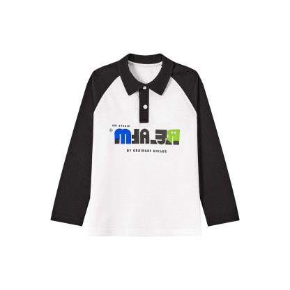 男童POLO衫春秋拼色字母