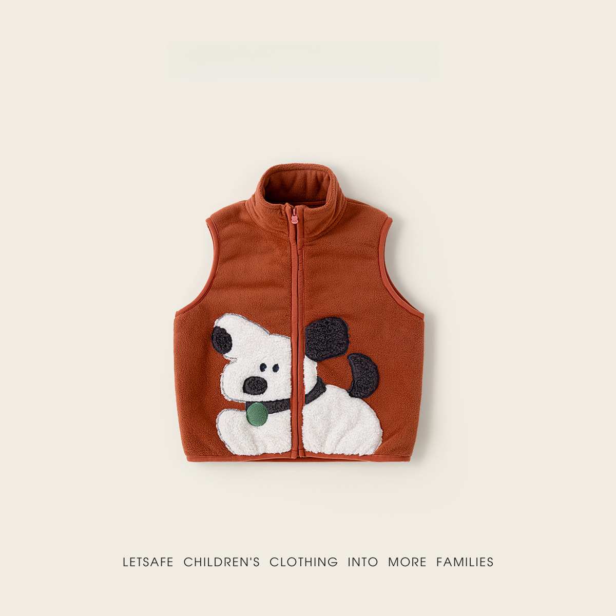 兒童秋冬加絨卡通圖案馬甲