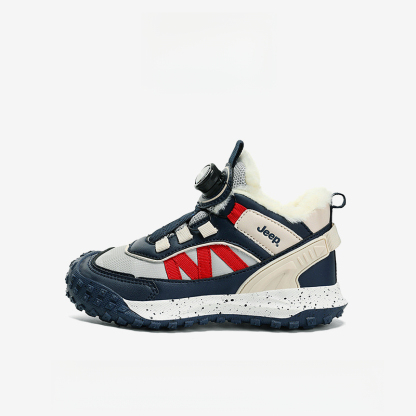 兒童春秋紐扣防滑登山跑步鞋