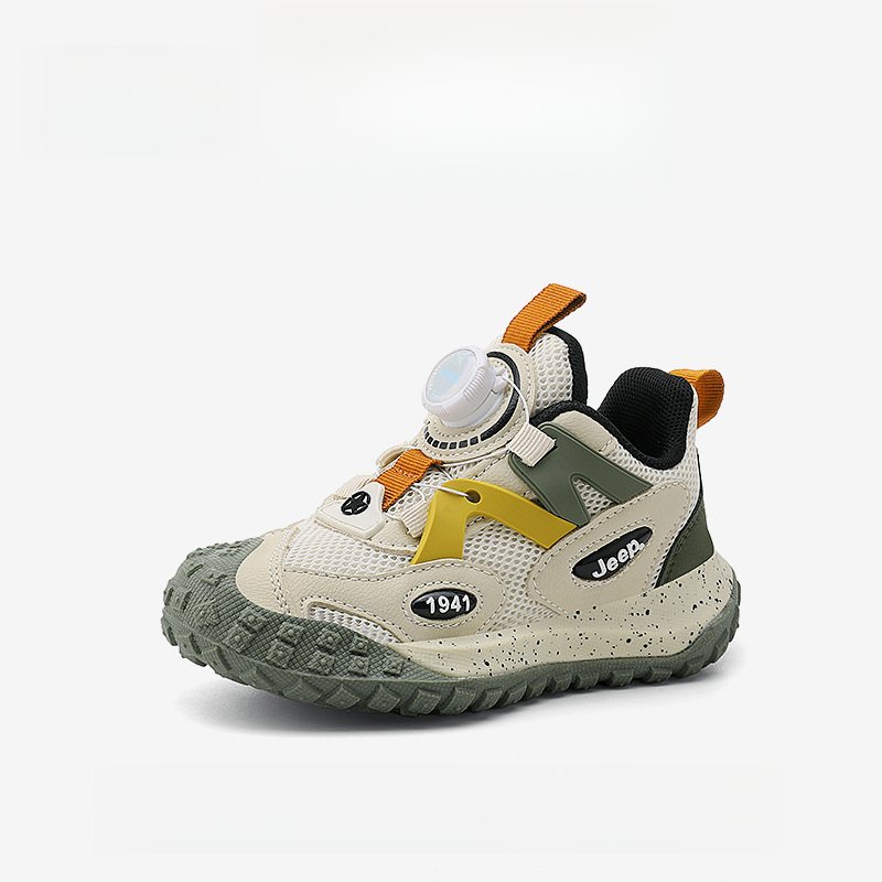 男童夏季旋轉紐扣網面透氣休閒運動鞋