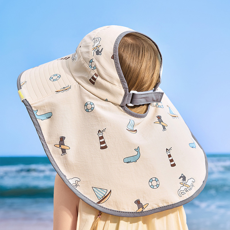 兒童空頂大帽檐防曬帽