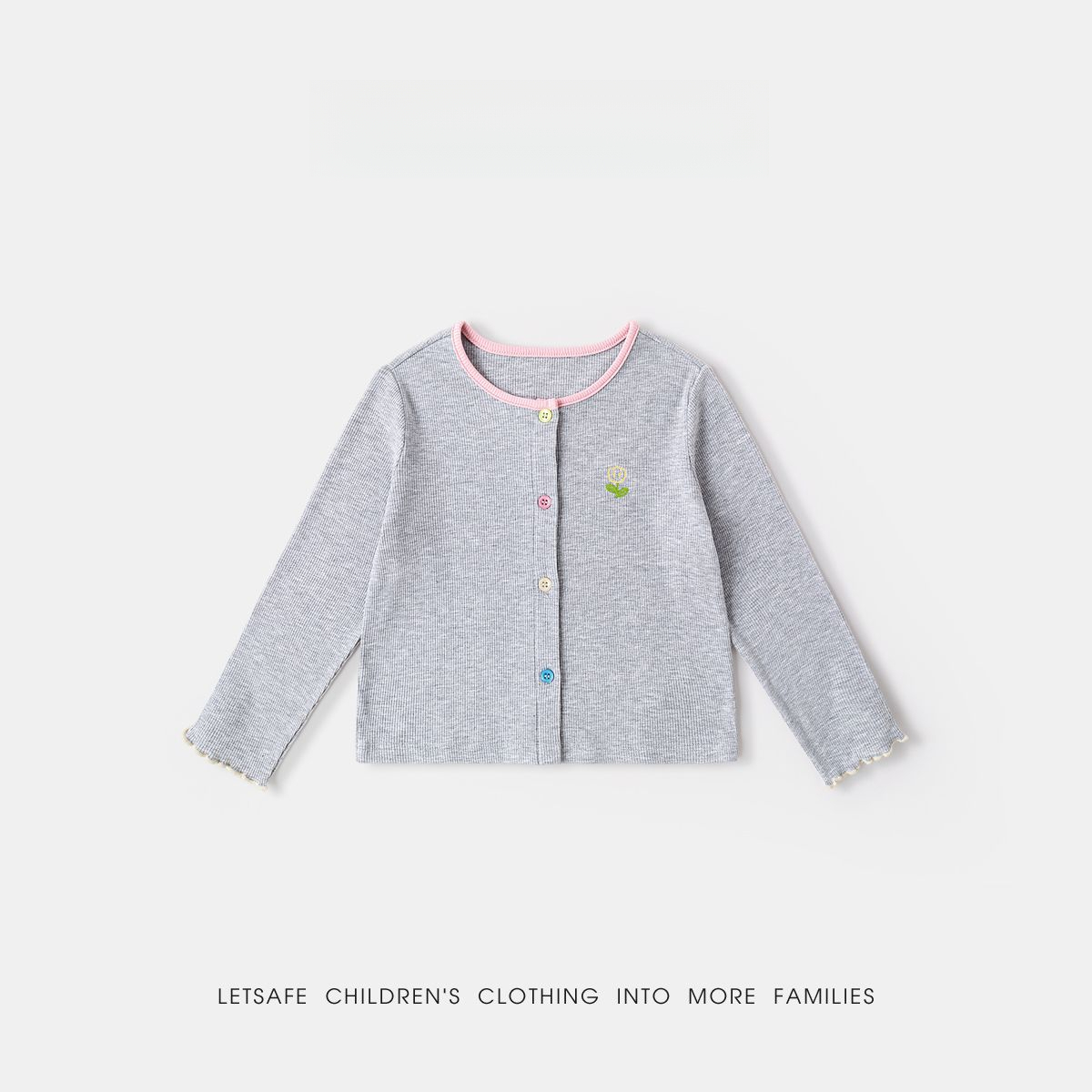 春季女童清新小花針織衫外套