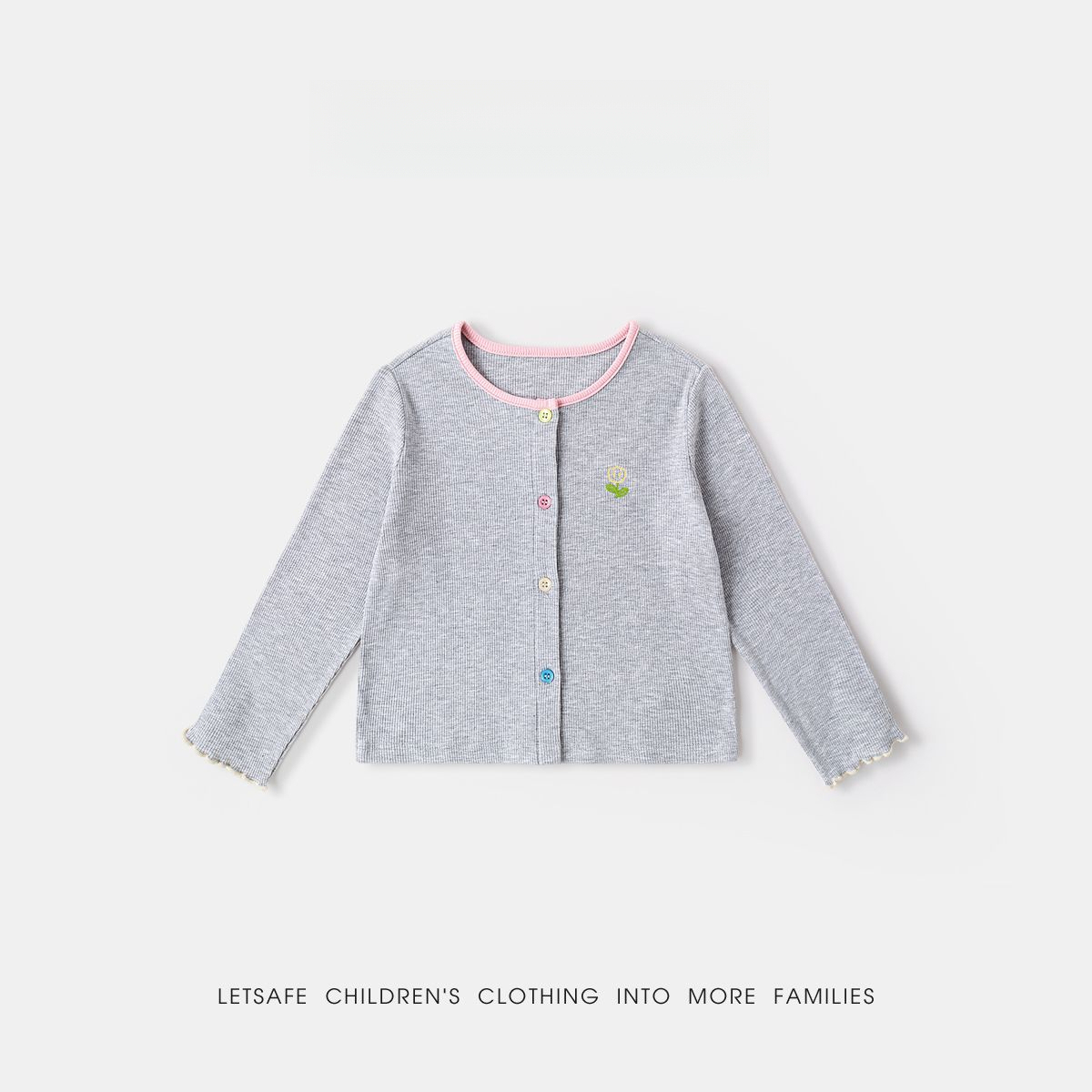 春季女童清新小花針織衫外套