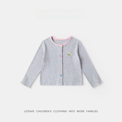 春季女童清新小花針織衫外套