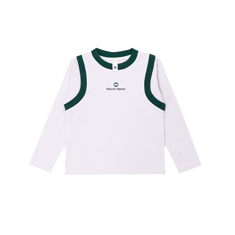 親子裝女童春季假兩件修身長袖打底衫T恤