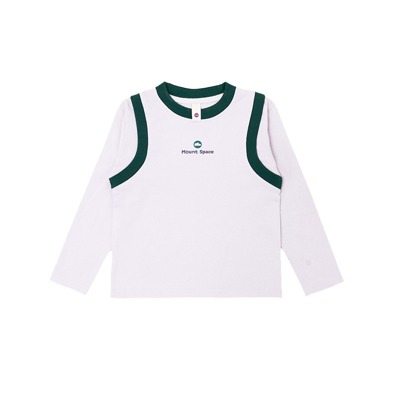 親子裝女童春季假兩件修身長袖打底衫T恤