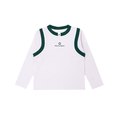 親子裝女童春季假兩件修身長袖打底衫T恤