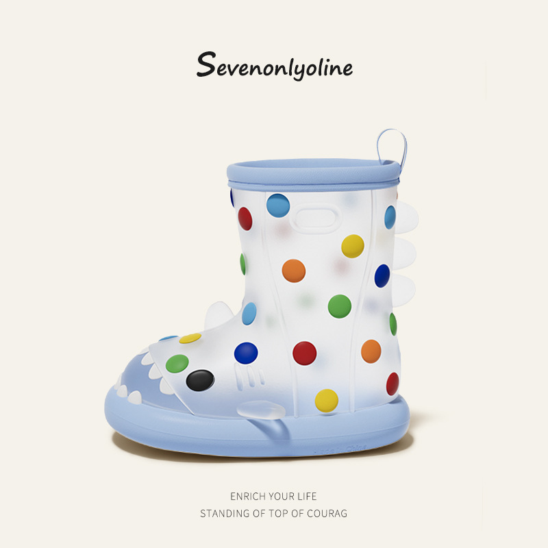 波點彩虹豆兒童雨靴