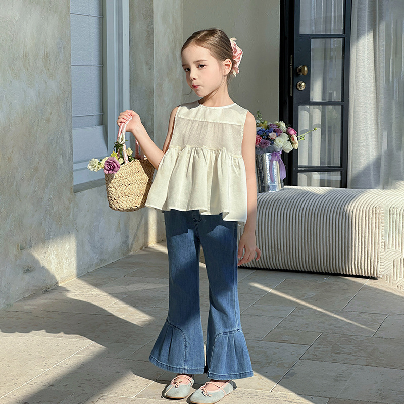 男童女童春秋韓版甜美時尚喇叭褲