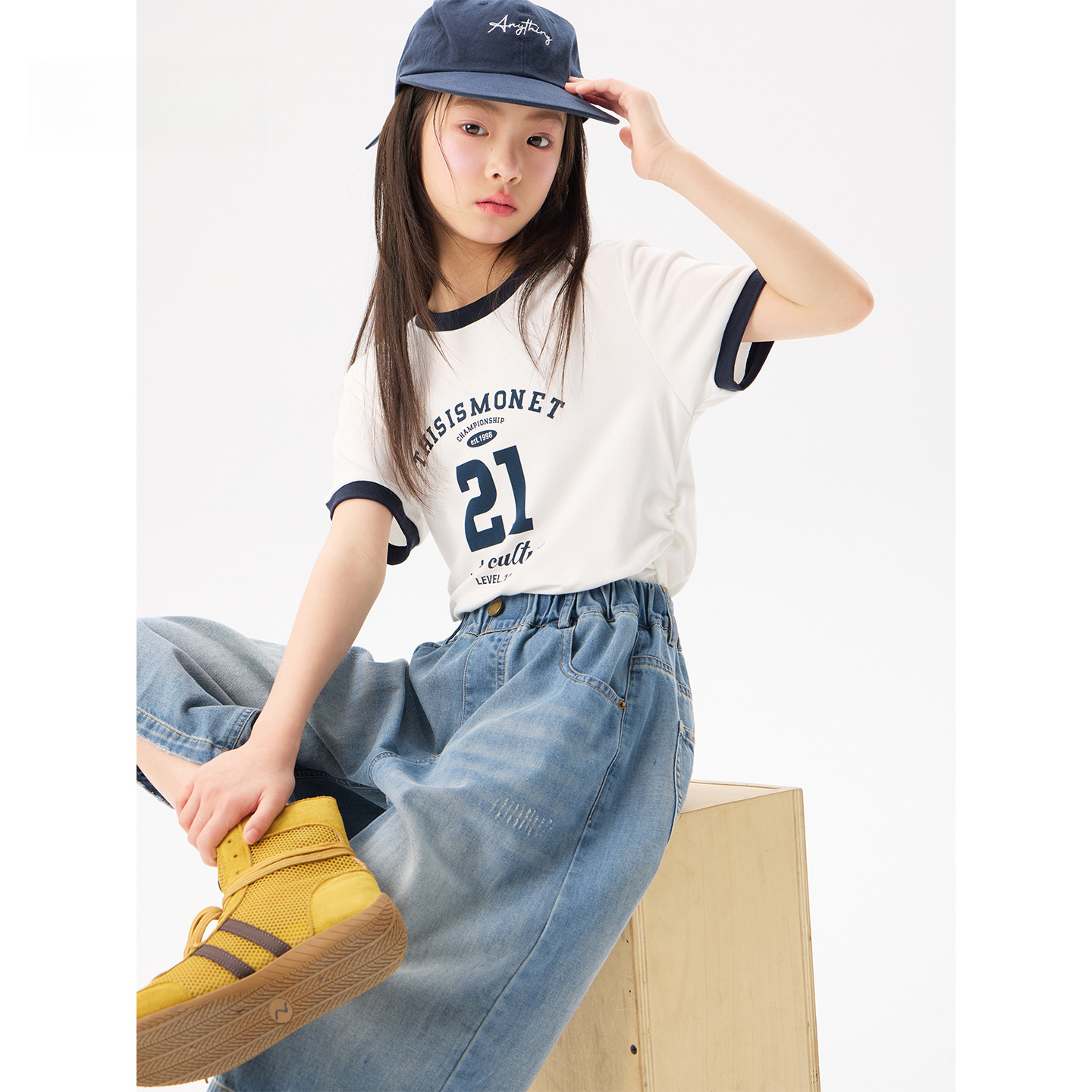 女童韓版休閒直筒七分褲