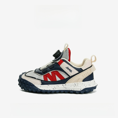 兒童春秋紐扣防滑登山跑步鞋